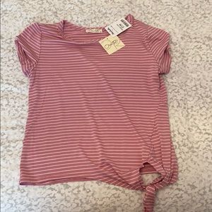 Pink Striped Short Sleeve Top